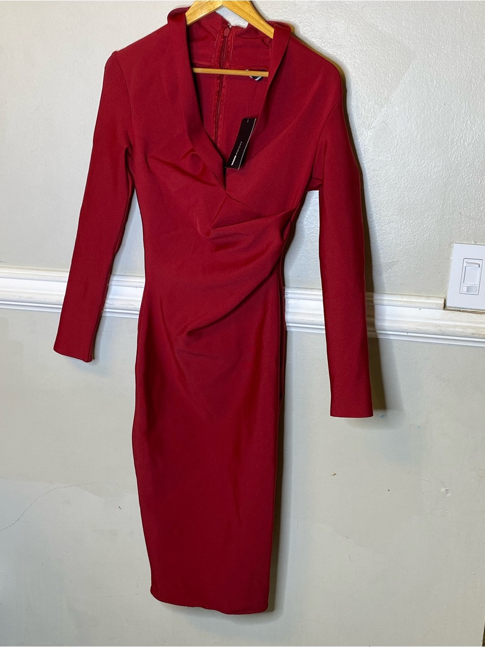 Red Long Sleeve Sheath Dressy
